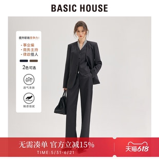 百家好泽芳春季灰色西装套装女士气质松弛感西服外套管理层工作服