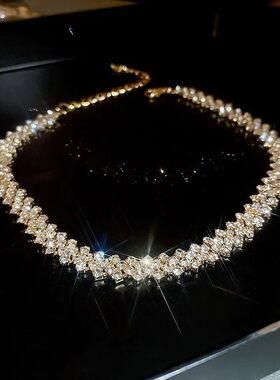 Luxury Shiny Full Rhinestone Choker Necklace for Women Perso