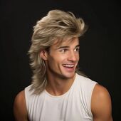 Men Costume Hair 80s 70s for Wigs Mullet Synthetic HAIRJOY