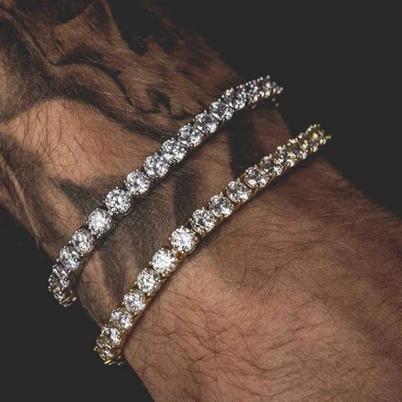 Hiphop Tennis Bracelet Homme Iced Out 3/4/5mm Cubic Zirconia