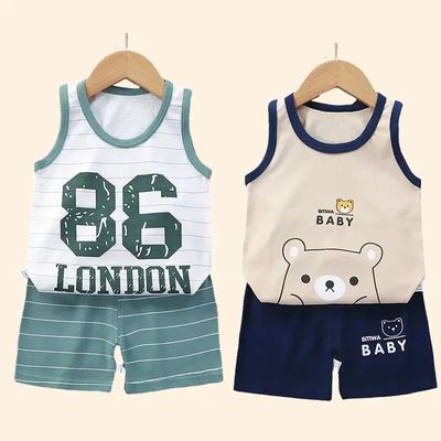 Children Sets Kids Clothes Boys Girls Vest Suit  Summer Chil