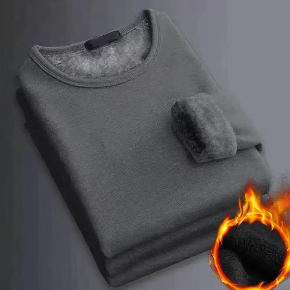 Winter  Men's Long-sleeved Thermal Underwer T-Shirt Fleece B