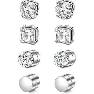 1 Pairs Crystal Strong Magnetic Ear Stud Clip Earrings for M