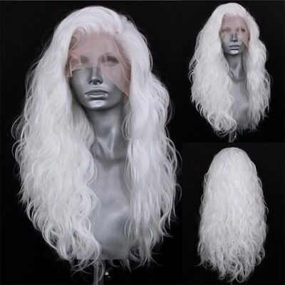 AIMEYA 13*4 Synthetic Lace Front Wigs for Women White Blonde