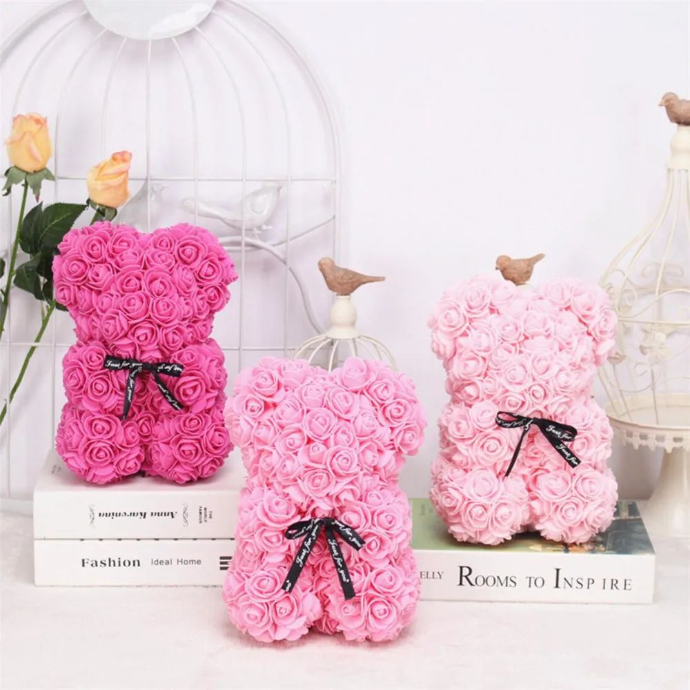 1pc 25cm Artificial Foam Flowers Bear Rose Bear Romantic Cre