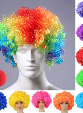 Colorful Clown Wig Afro Curly Synthetic Wig Cosplay for Men