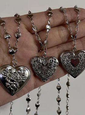 Romantic Heart Locket Pendant Openable Female Silver Color S