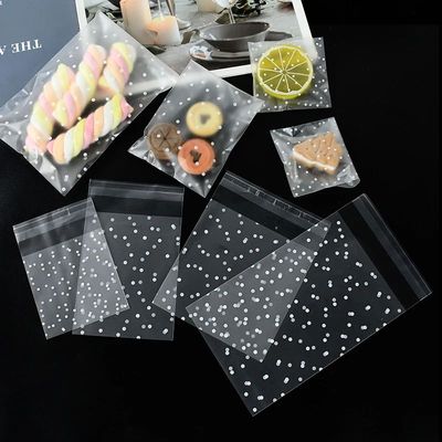100pcs Plastic Transparent Cellophane Bags Polka Dot Candy C