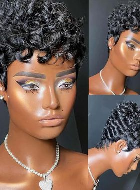 hort Pixie Wigs for Black Women Short Black Curly Pixie Wigs