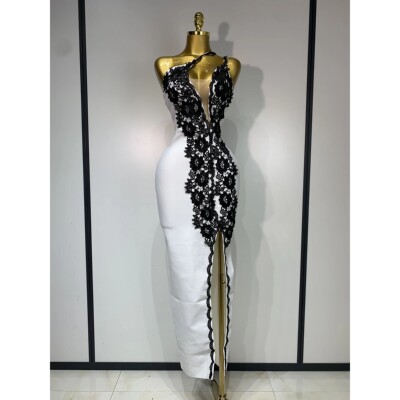 Women New Designer Black Lace Bodycon Bandage Dress Luxury B