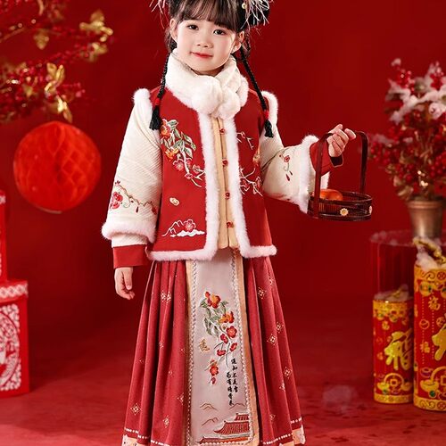 2025新款女童马面裙汉服唐装拜年