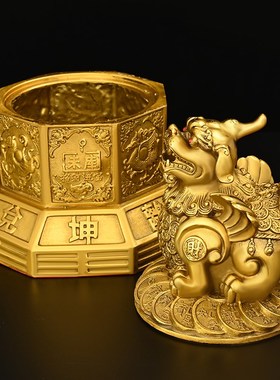 纯铜貔貅摆件可开盖貔貅聚宝盆财库貔貅家用办公室装饰店铺开业礼