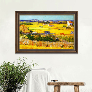莫奈世界名画装饰画美式餐厅挂画复古客厅壁画梵高卧室风景小油画