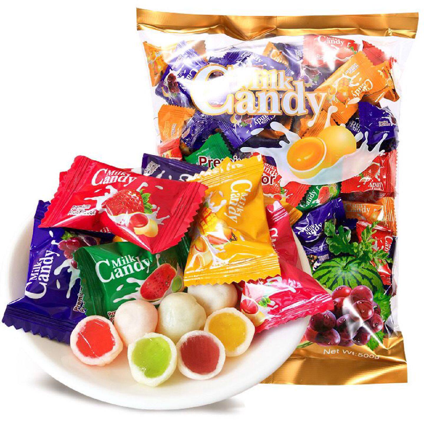 milkcandy鲜乳球软糖水果味夹心奶糖多口味结婚喜糖零食品500g