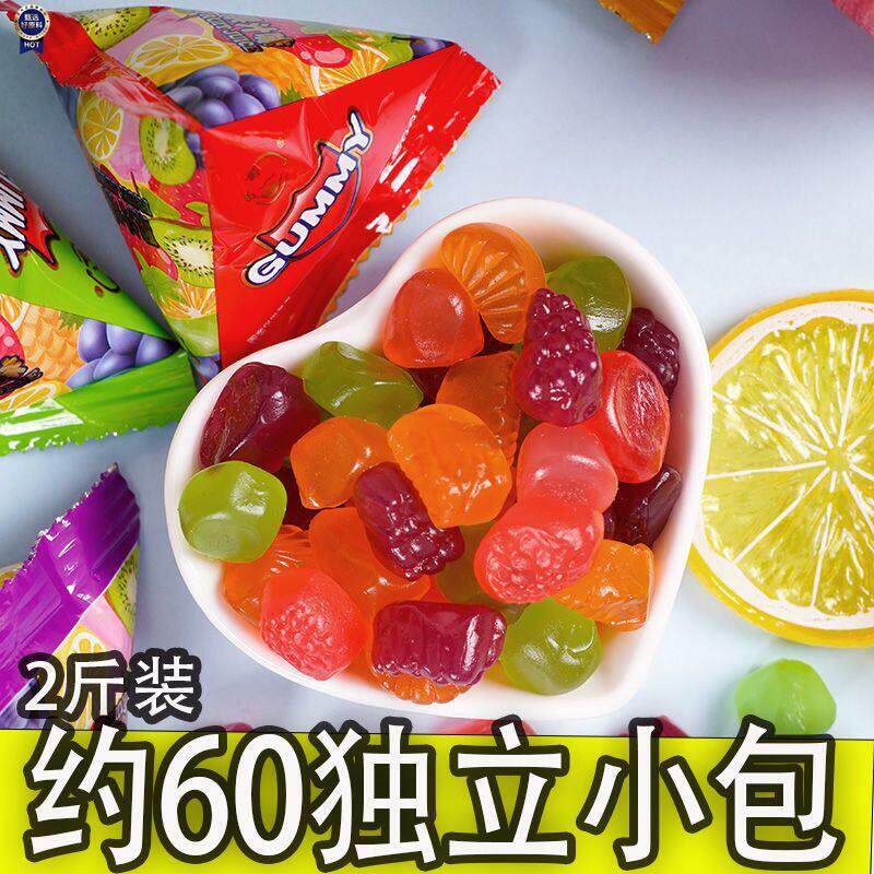 新日期开多QQ糖软糖橡皮糖糖果高颜值儿童果汁味软糖混合口味桶装