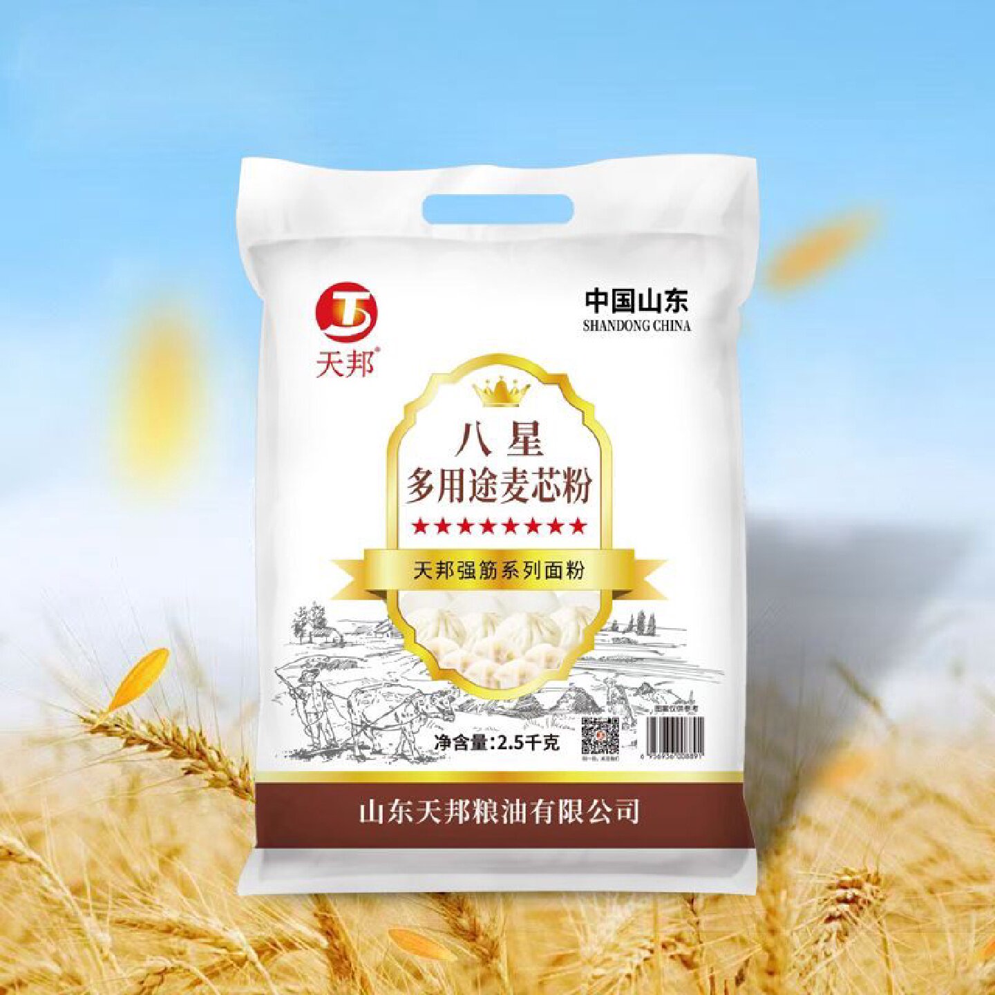 【天邦】面粉面包粉强筋5A麦芯粉5斤家用包子馒头面条通用2.5kg