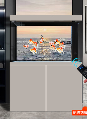御品空间2025新款鱼缸客厅大型底滤超白免换水水族箱落地家用