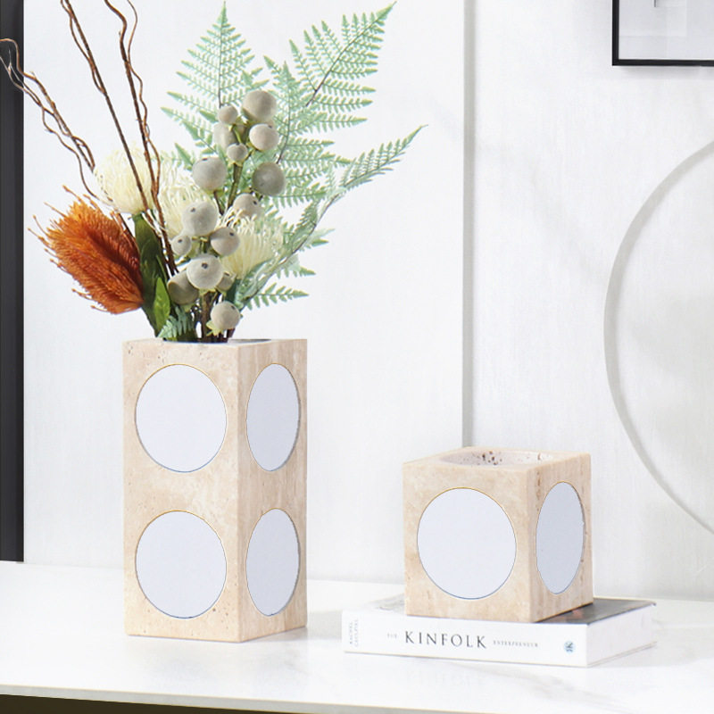 现代天然大理石花瓶客厅插花干花样板间玄关桌面软装饰品花器摆件,模玩/动漫/周边/娃圈三坑/桌游,文化/体育周边,淘宝优惠券,粉丝福利购,淘宝优惠卷