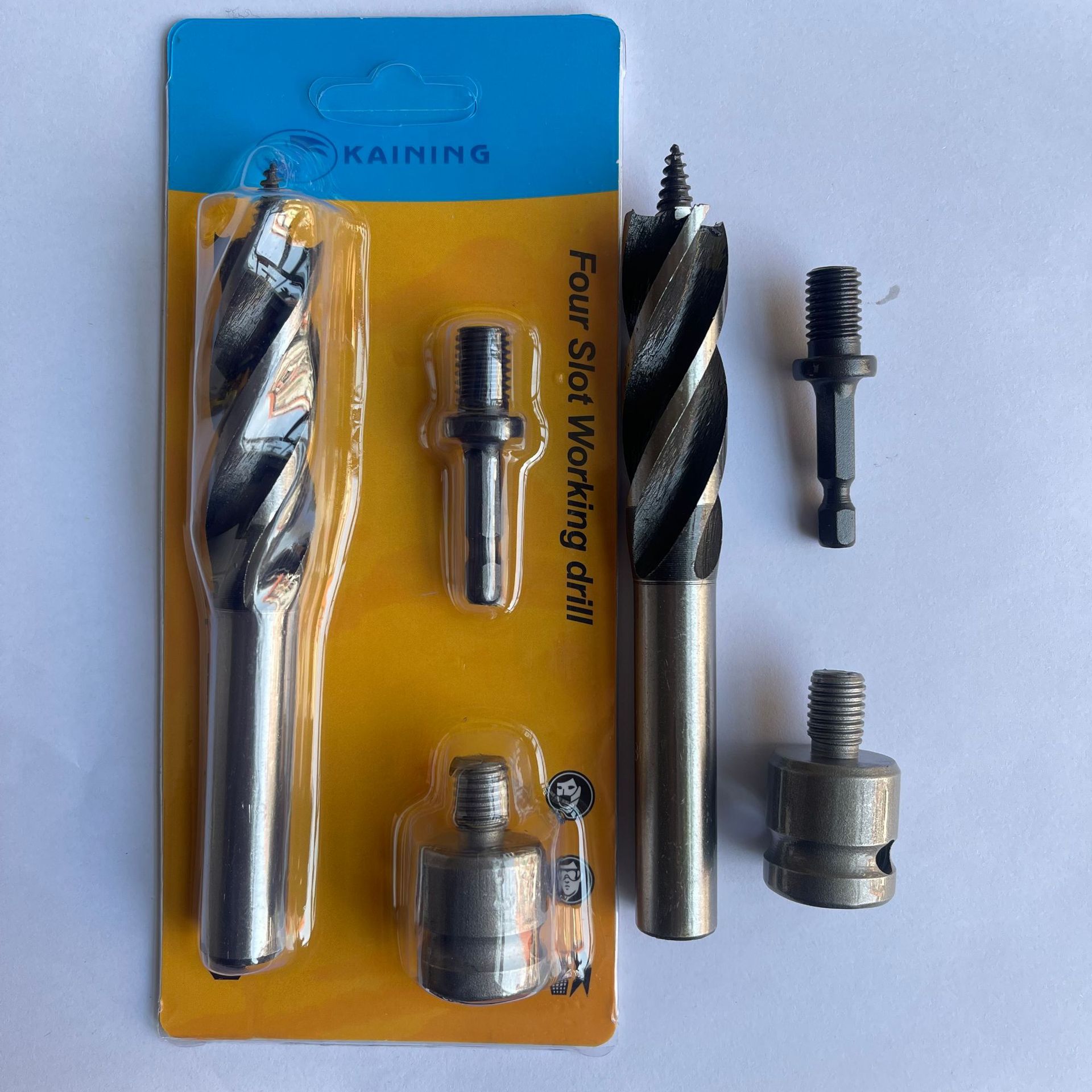 木工支罗钻电动扳手风批六角柄开孔器四槽四刃木工模板钻头三件套