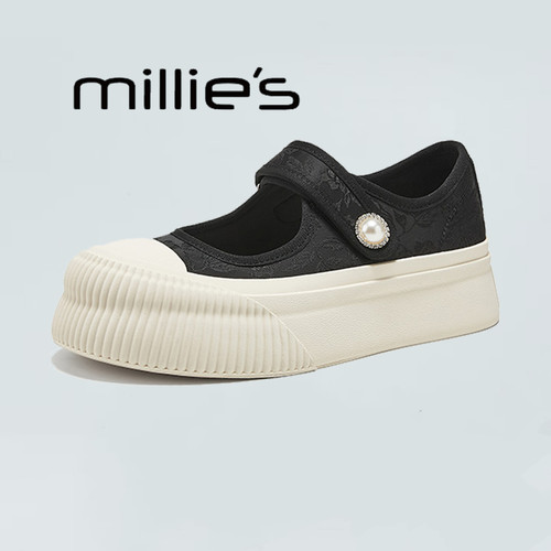 MILLIE'S/妙丽魔术贴增高小白鞋