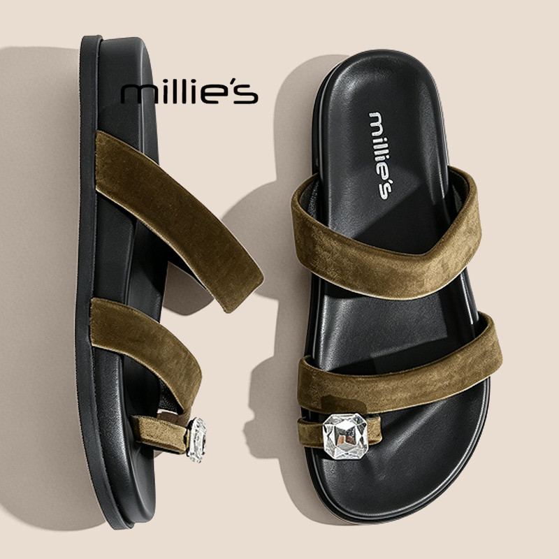 MILLIE'S/妙丽水钻平底一字拖