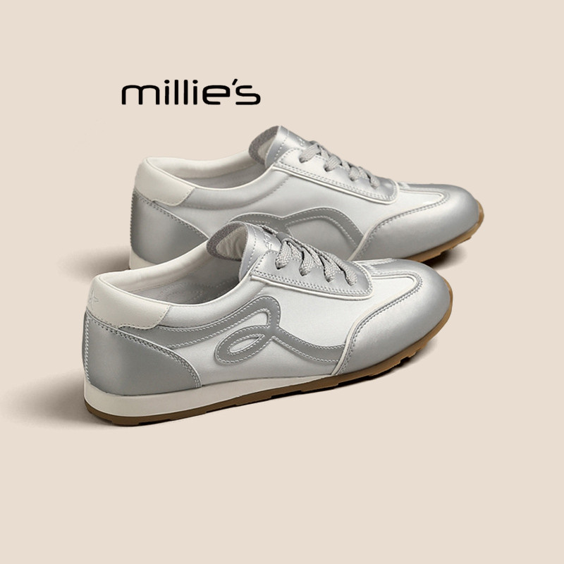 MILLIE'S/妙丽银色阿甘德训鞋女软底轻便休闲运动鞋百搭不累脚P