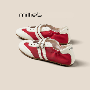 MILLIE'S/妙丽圆头平底韩版潮酷个性十足小众别致时尚休闲德训鞋