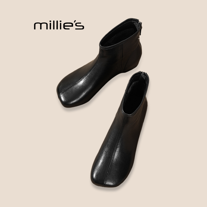 妙丽真皮马丁靴女黑色巨好看