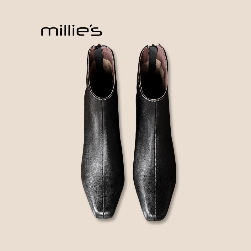 妙丽软羊皮棕色复古小短靴巨好看