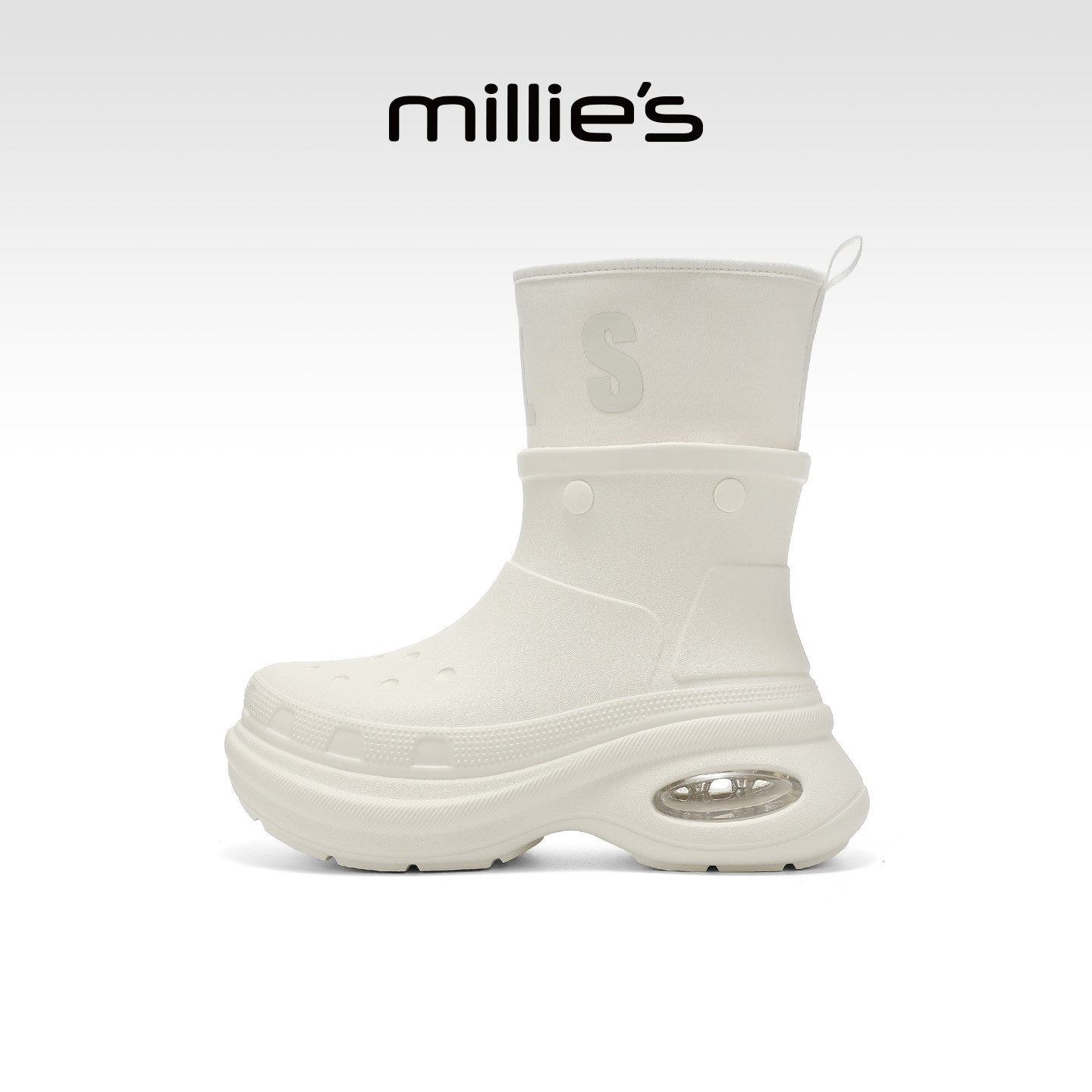 MILLIE'S/妙丽雨鞋女款成人防水鞋女防水防滑厚底日式雨靴短靴