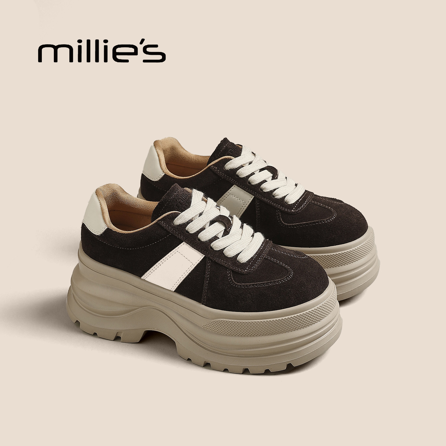 MILLIE'S/妙丽厚底增高老爹鞋