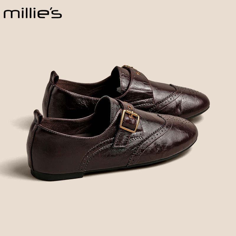 MILLIE'S/妙丽雕花皮带扣单鞋