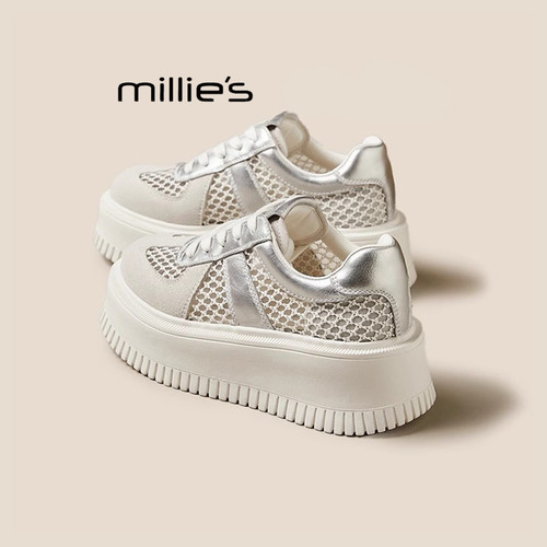 MILLIE'S/妙丽厚底小白鞋女婚鞋