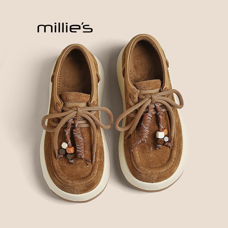 妙丽真皮厚底勃肯鞋女巨好看