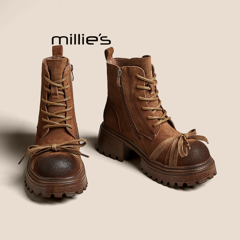 MILLIE'S/妙丽厚底增高马丁靴女