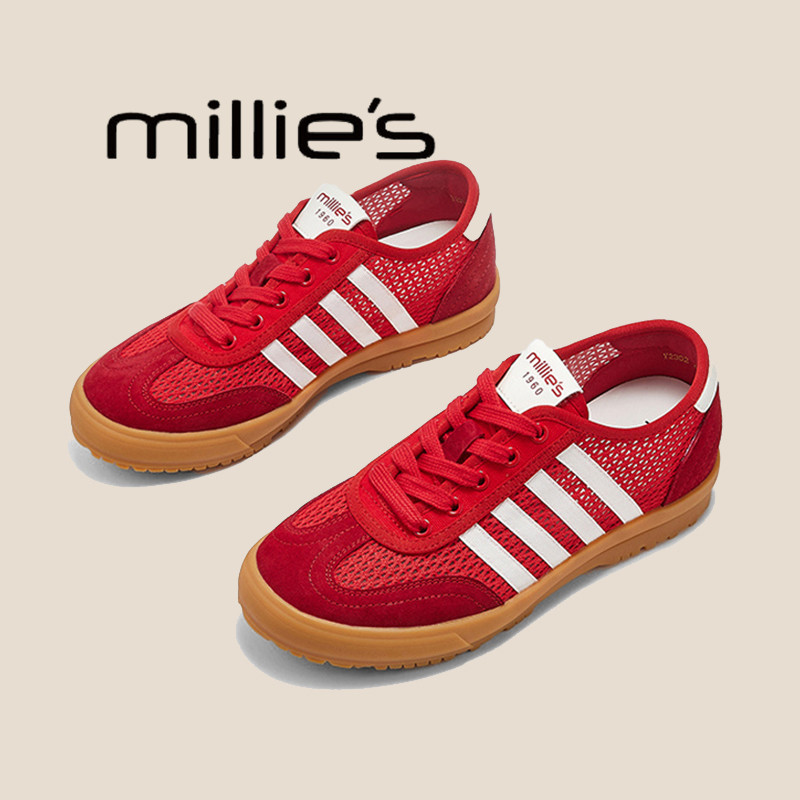 MILLIE'S/妙丽磨砂皮网纱板鞋
