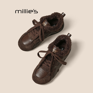 皮毛一体运动鞋 妙丽户外德训鞋 软底保暖阿甘鞋 女冬新款 MILLIE
