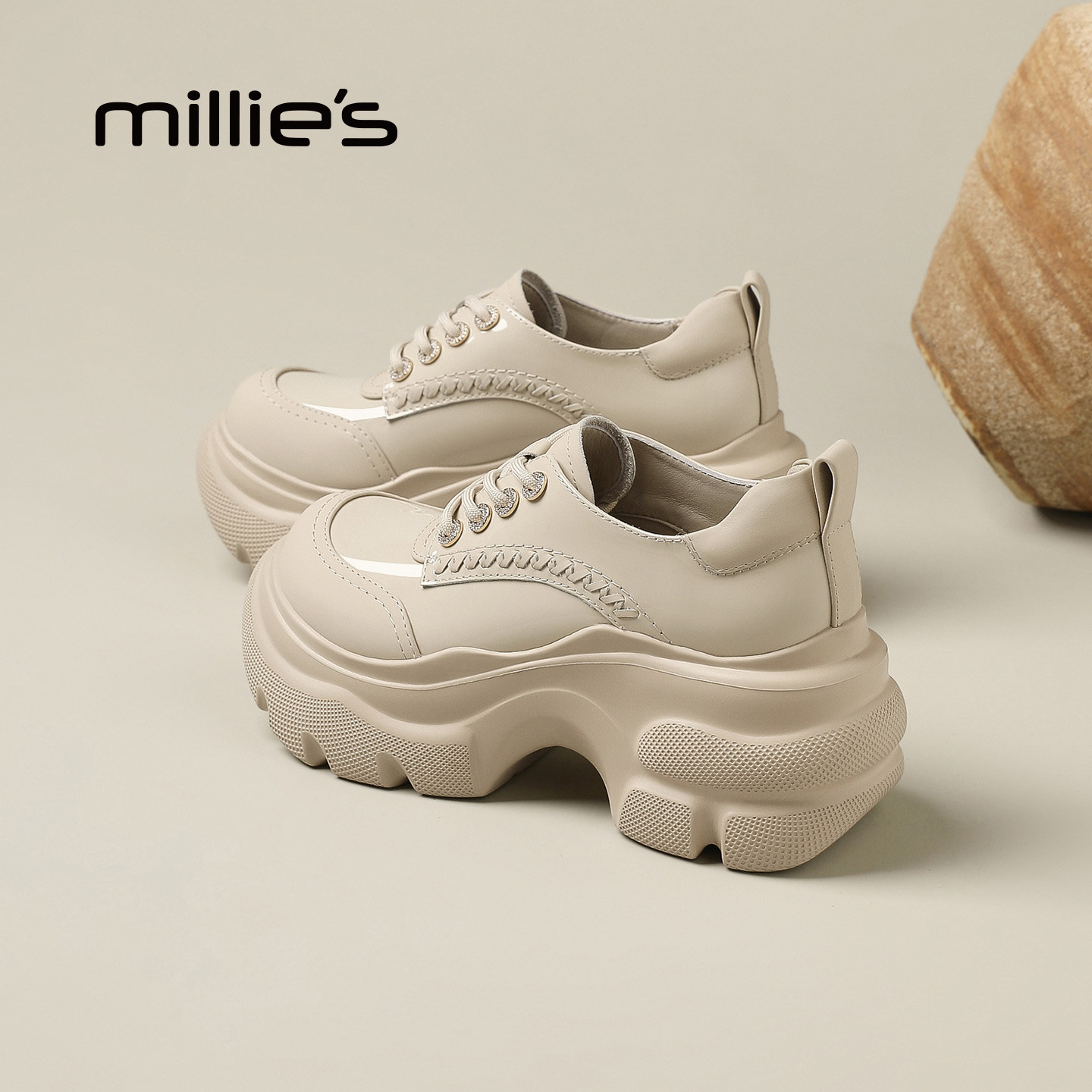 MILLIE'S/妙丽厚底乐福鞋女2026春季新款小个子增高显脚小休闲鞋Q,女鞋,时尚芭蕾鞋,淘宝优惠券,粉丝福利购,淘宝优惠卷