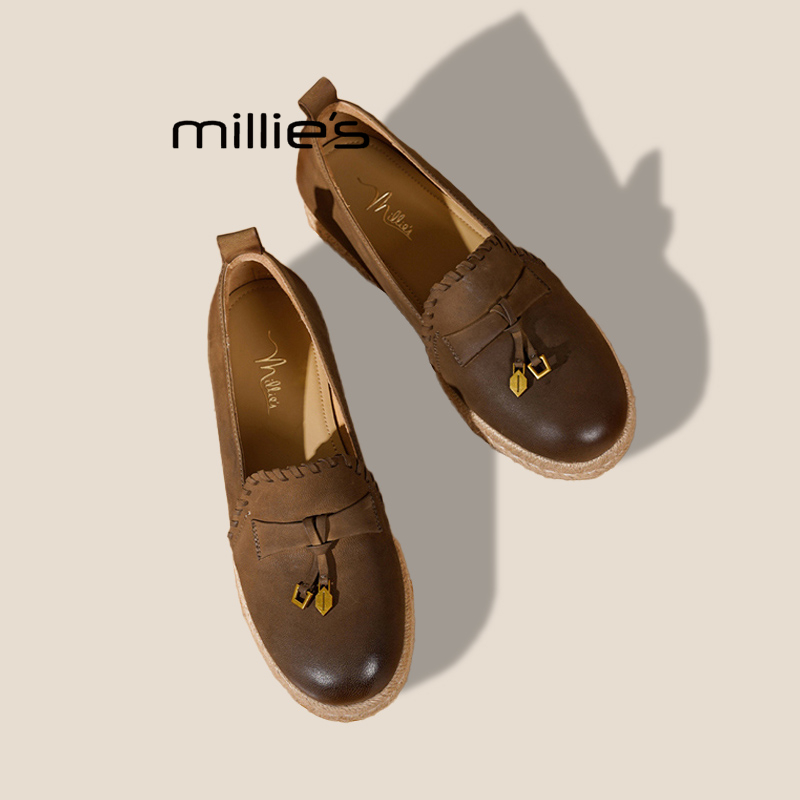 MILLIE'S/妙丽一脚蹬草编渔夫鞋