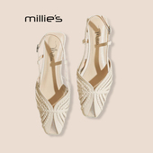 新款 妙丽真皮编织浅口单鞋 MILLIE 女春季 夏季 一字带粗跟小凉鞋