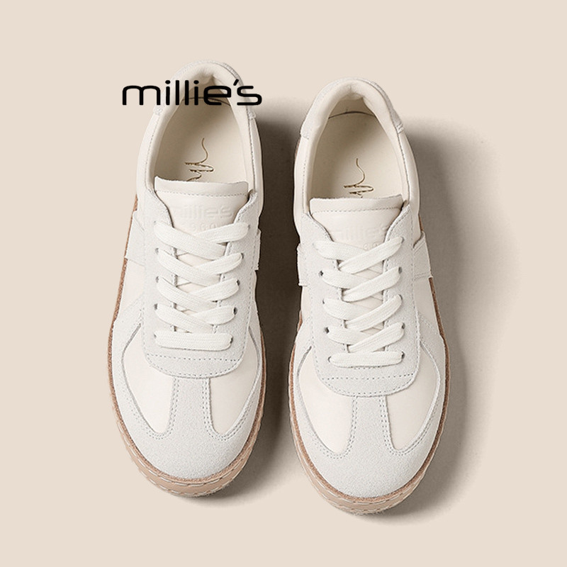MILLIE'S/妙丽厚底德训鞋女2026春款百搭真皮休闲运动阿甘鞋板鞋Q