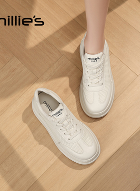MILLIE'S/妙丽白色厚底德训鞋女2025新款增高百搭休闲运动鞋Z