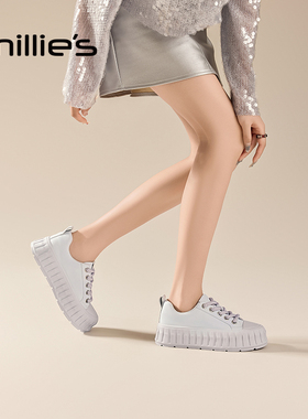 MILLIE'S/妙丽厚底增高小白鞋女百搭休闲板鞋饼干鞋紫色女鞋Z