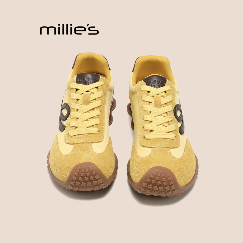 MILLIE'S/妙丽2026春季黄色德训鞋女复古百搭休闲运动鞋内增高P