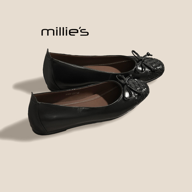 MILLIE'S/妙丽真皮编织单鞋雨鞋