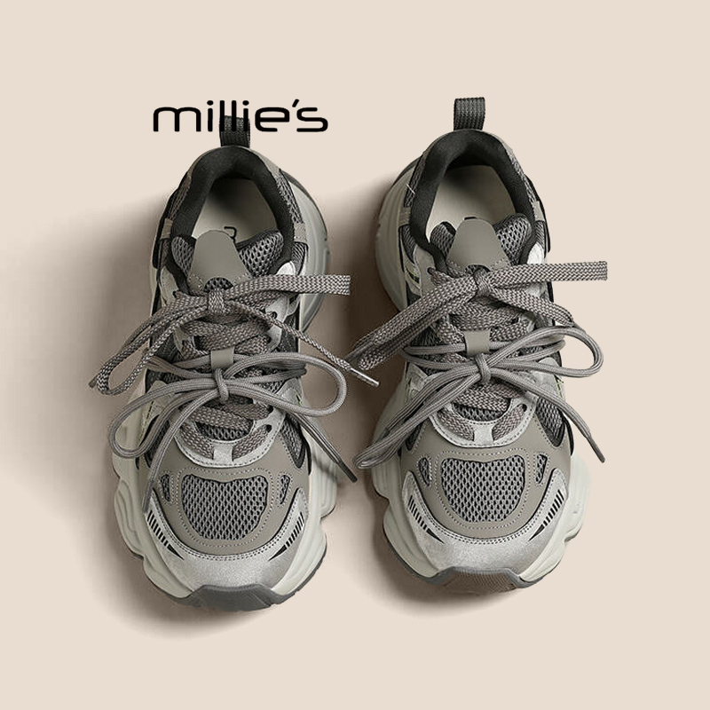 MILLIE'S/妙丽真皮厚底老爹鞋