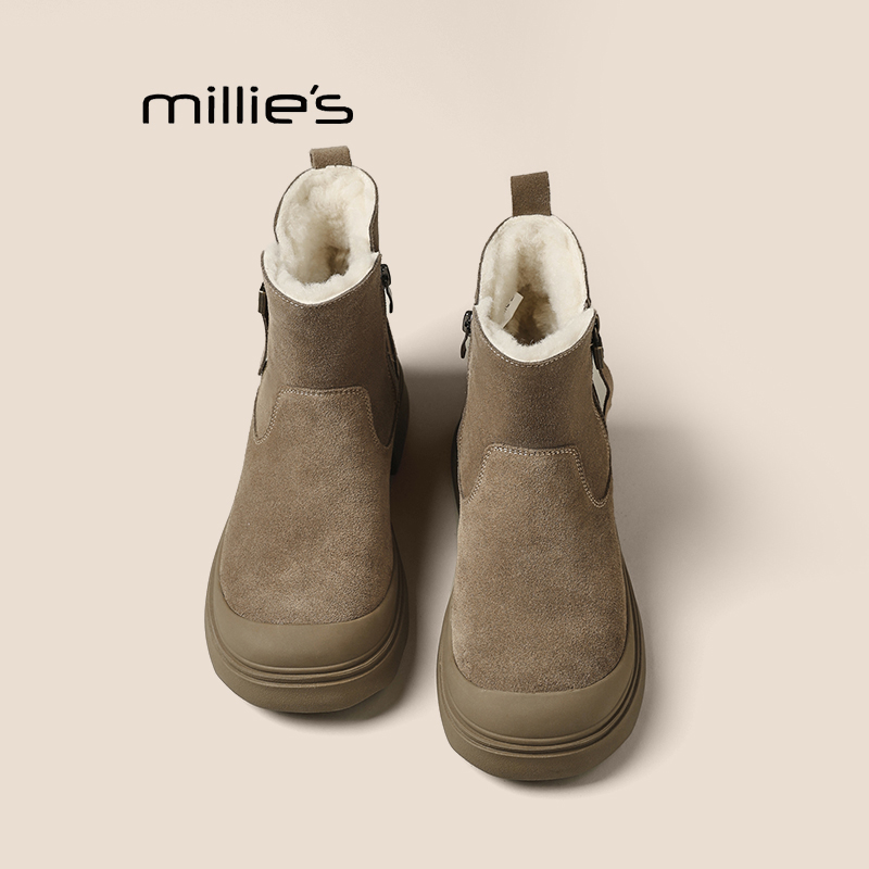 妙丽真皮厚底雪地靴巨好看