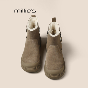 新款 妙丽雪地靴女款 冬季 加绒加厚大棉鞋 MILLIE 真皮羊毛厚底鞋