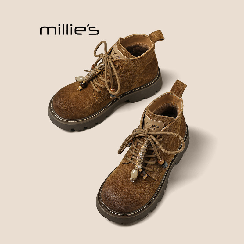 MILLIE'S/妙丽马丁靴女款2026新款秋冬单靴超火英伦风爆款短靴