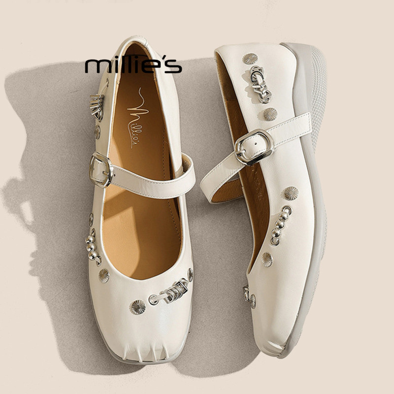 MILLIE'S/妙丽2026春夏新款玛丽珍女鞋巨好看配裙子浅口平底单鞋P